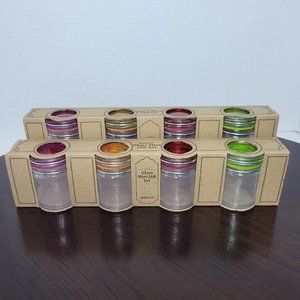 Kinetic Mini Glass Jars with Locking Lid Clear Multicolor - Set of 8 - New